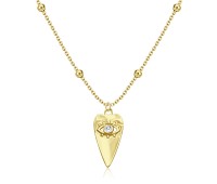 Evil Eye Heart Silver Necklace SPE-5598-GP